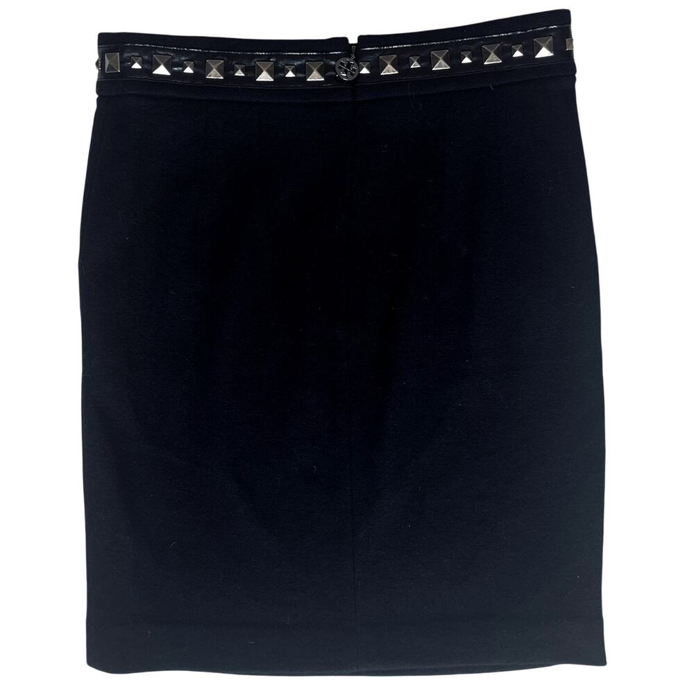 Tory Burch | Black Studded 100% Wool Pencil Skirt | Sz S | Edgy, Corporate Goth - Picture 3 of 9